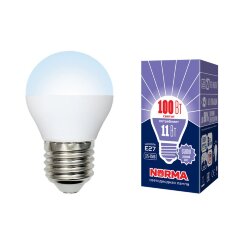 LED-G45-11W-DW-E27-FR-NR Лампа светодиодная, Форма шар, матовая, Серия Norma, Дневной белый свет 6500K, Картон