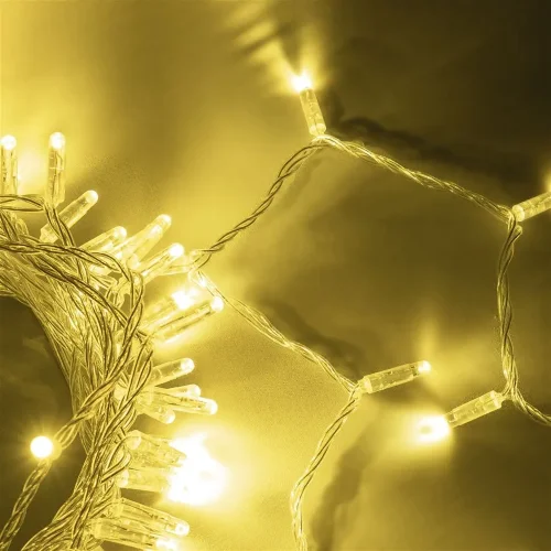 Гирлянда Нить с Колпачком 10м Шампань 220В, 100 LED, Провод Прозрачный ПВХ, IP65. Фото 4.