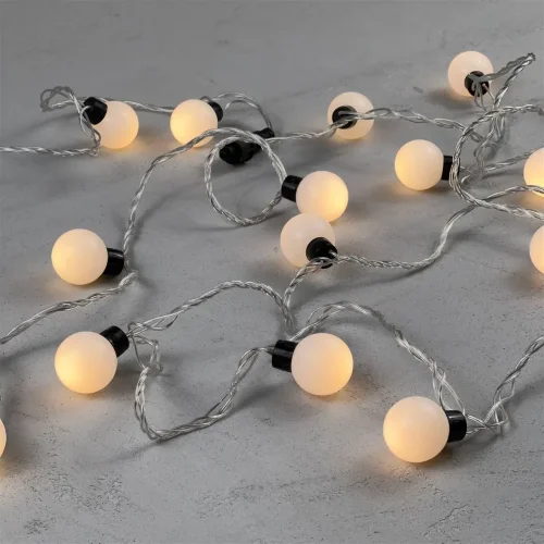 Гирлянда «Шарики» 5м Тепло-Белая 220В, Диаметр Шарика 40мм, 20 LED, Провод Прозрачный Силикон, IP65. Фото 2.