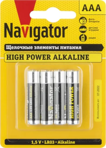 Элемент питания алкалиновый AAA/LR03 94 751 NBT-NE-LR03-BP4 (блист.4шт) Navigator 94751 - фото