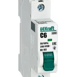 Выключатель автоматический модульный 1п C 6А 6кА ВА-103 DEKraft 12269DEK