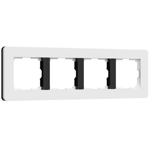 Рамка из поликарбоната на 4 поста Split белый/черный, soft-touch W0043068 - фото