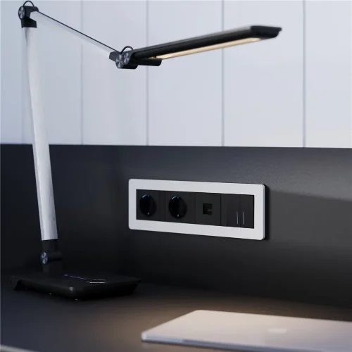 Рамка из поликарбоната на 4 поста Split белый/черный, soft-touch W0043068 - фото 2