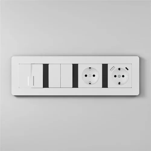 Рамка из поликарбоната на 4 поста Split белый/черный, soft-touch W0043068 - фото 8