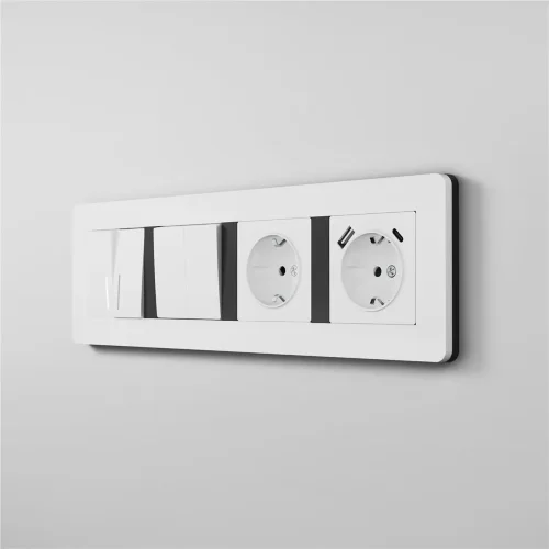 Рамка из поликарбоната на 4 поста Split белый/черный, soft-touch W0043068 - фото 9