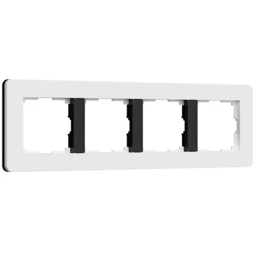 Рамка из поликарбоната на 4 поста Split белый/черный, soft-touch W0043068 - фото