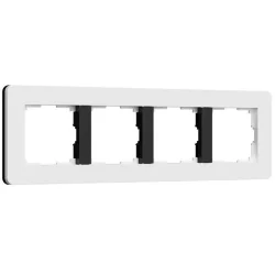 Рамка из поликарбоната на 4 поста Split белый/черный, soft-touch W0043068