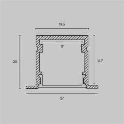 Алюминиевый профиль встраиваемый с накладным фланцем 27×20 (Серебро, 2 м), ALM-2720-S-2M (Серебро)