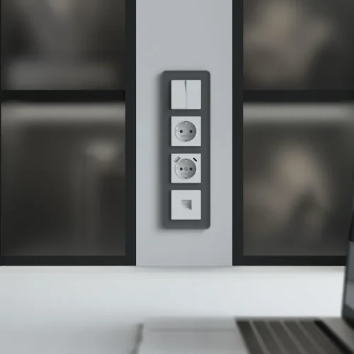 Рамка из стекла на 4 поста Elite графит W0042440 - фото 6