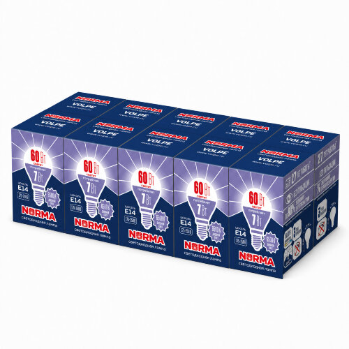 LED-G45-7W-DW-E14-FR-NR SET10 Лампа светодиодная, Форма шар, матовая, Серия Norma, Дневной белый свет 6500K, Упаковка 10 штук - фото 1