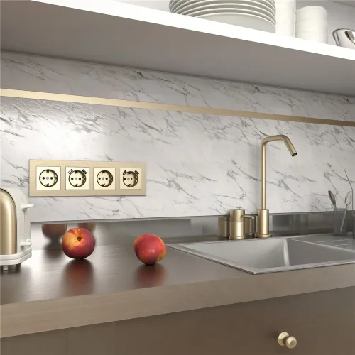 Рамка из металла на 4 поста Аluminium шампань алюминий W0041711 - фото 2