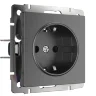 Розетка с заземлением и шторками (графит рифленый) W1171104 - фото