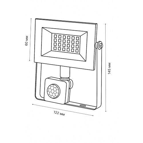 ULF-F62-30W-6500K SENSOR IP54 200-240В BLACK Прожектор светодиодный с датчиком движения и освещенности, Дневной свет 6500K, Корпус черный, TM Uniel - фото 5