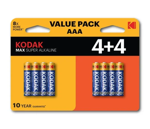 Элемент питания алкалиновый AAA/LR03 1.5В MAX SUPER Alkaline (блист.8шт) KODAK Б0057079 - фото
