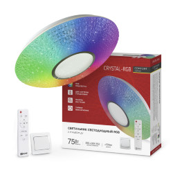 Светильник светодиодный COMFORT CRYSTAL-RGB 75Вт 230В 3000-6500K 6000Лм 500x115мм с пультом ДУ IN HOME
