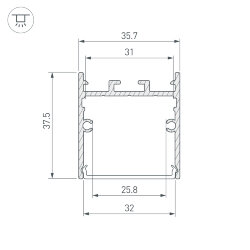 Профиль SL-LINE-3638-LW-2000 ANOD BLACK (Arlight, Алюминий) 038445