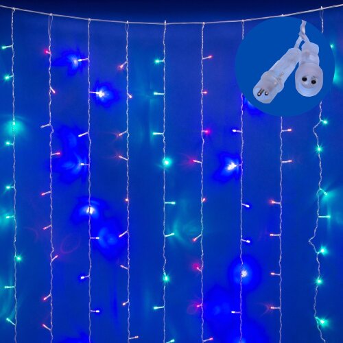 ULD-C3020-240-STK MULTI IP44 Занавес светодиодный со статическим свечением, 3х2м, Соединяемый, 240 светодиодов, Разноцветный свет, Провод прозрачный, TM Uniel - фото 1