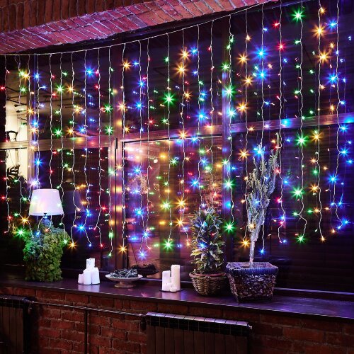 ULD-C3020-240-STK MULTI IP44 Занавес светодиодный со статическим свечением, 3х2м, Соединяемый, 240 светодиодов, Разноцветный свет, Провод прозрачный, TM Uniel - фото 9