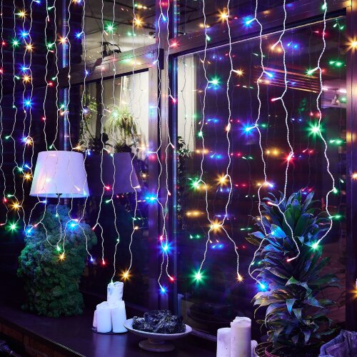 ULD-C3020-240-STK MULTI IP44 Занавес светодиодный со статическим свечением, 3х2м, Соединяемый, 240 светодиодов, Разноцветный свет, Провод прозрачный, TM Uniel - фото 10