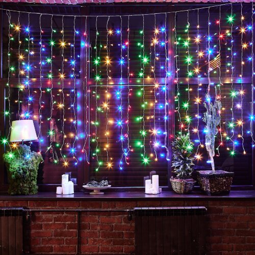 ULD-C3020-240-STK MULTI IP44 Занавес светодиодный со статическим свечением, 3х2м, Соединяемый, 240 светодиодов, Разноцветный свет, Провод прозрачный, TM Uniel - фото 11