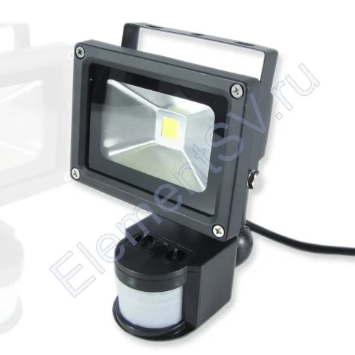 Светодиодный прожектор Standart с датчиком движения V61 (10W, 220V, черный корпус, white) - фото.