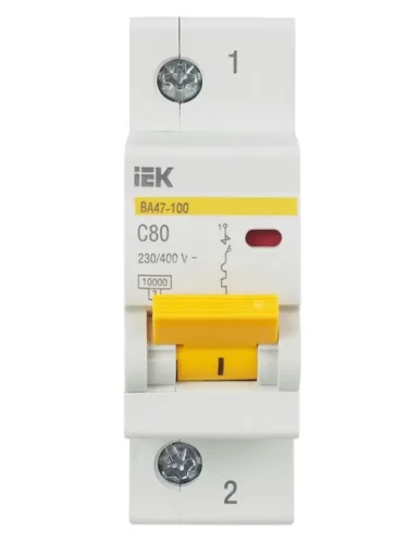 Выключатель автоматический модульный 1п C 80А 10кА ВА47-100 KARAT IEK MVA40-1-080-C - фото 2