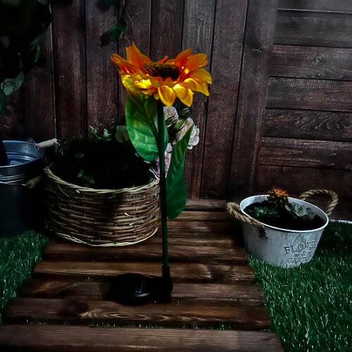 USL-S-814-PT700 SUNFLOWER Садовый светильник на солнечной батарее Подсолнух, 8 светодиодов, Теплый белый свет, 1xАА Ni-Mh аккумулятор в-к, IP44, TM Uniel - фото 7