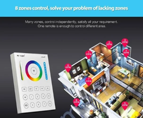 Сенсорная панель Mi-Light B8 P211 (RGB/RGBW/RGB+CCT, 1-8 zone, 2.4GHz) - фото 3.