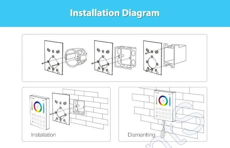 Сенсорная панель Mi-Light B8 P211 (RGB/RGBW/RGB+CCT, 1-8 zone, 2.4GHz) - фото 4.