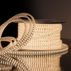 Светодиодная лента 220 В 18 Вт/м 180 Led/м 2835 IP65, дневной белый 4200К, 50 м Лента светодиодная 220V 18W 180Led 2835 двухрядная IP65 дневной белый, 50 м