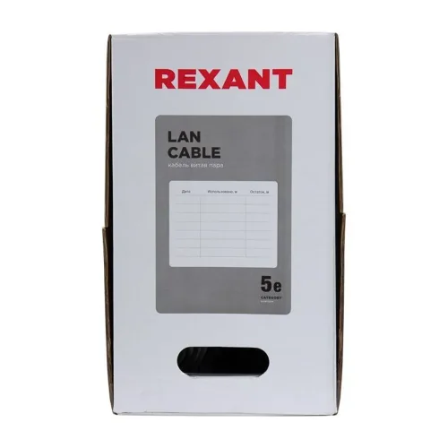 Кабель витая пара F/UTP кат.5e 4х2х24AWG solid PVC INDOOR сер. (м) Rexant 01-0143 - фото 6