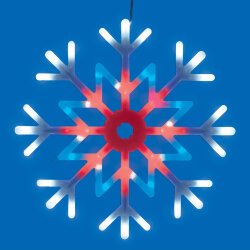ULD-H4040-048-DTA MULTI IP20 SNOWFLAKE Фигура светодиодная Снежинка, 40х40см, Подвесная, 48 светодиодов, Красный, синий, белый свет, Провод прозрачный.