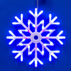 ULD-H4040-048-DTA MULTI IP20 SNOWFLAKE Фигура светодиодная Снежинка, 40х40см, Подвесная, 48 светодиодов, Красный, синий, белый свет, Провод прозрачный.
