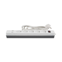 S-GSR5-3 U2C1 WHITE-GREY Сетевой фильтр серии Standard, шнур 3м Пвс 3х0.75, 5 гнезд, с-з, 2USB+1TYPE C, 10A, 2500Вт, Белый-серый, TM Uniel
