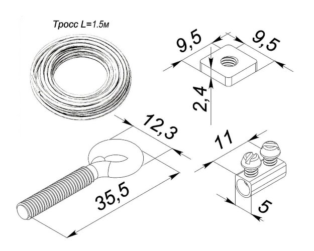 Комплект подвесов Трос Ф 0.85 мм 1.5 м - фото 2