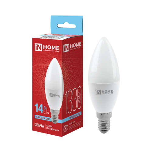 Лампа светодиодная LED-СВЕЧА-VC 14Вт 230В E14 6500K 1330Лм IN HOME - Фото