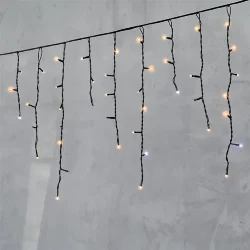 Гирлянда Бахрома 3,1 x 0,5 м Экстра Тепло-Белая с Мерцанием Белого Диода 220В, 150 LED, Провод Черный ПВХ, IP54