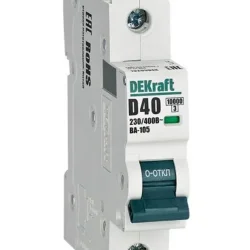 Выключатель автоматический модульный 1п D 40А 10кА ВА-105 DEKraft 13205DEK