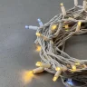 Гирлянда Нить 10м Тепло-Белая с Мерцанием Белого Диода 220В, 75 LED, Провод Белый Каучук, IP65. Фото 2.
