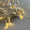Гирлянда Нить 10м Тепло-Белая с Мерцанием Белого Диода 24В, 100 LED, Провод Прозрачный ПВХ, IP54. Фото 2.