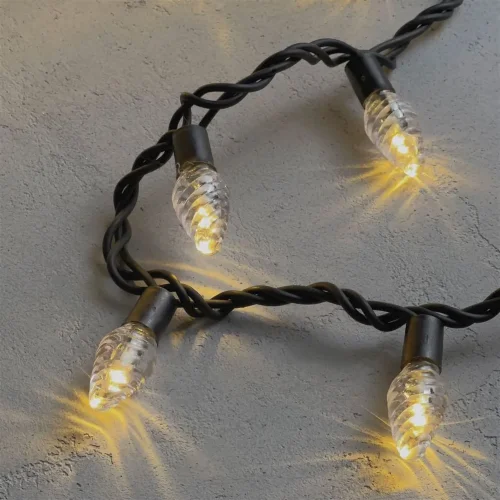 Гирлянда «Шишки» 10м Тепло-Белая 220В, 100 LED, Провод Черный Каучук 2,3мм, IP65. Фото 4.