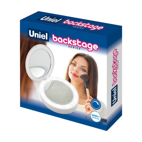 ULK-F70 2AAA WHITE Зеркало карманное с подсветкой 1Х+2Х, На батарейках 2AАА не в-к, Белый - фото 7