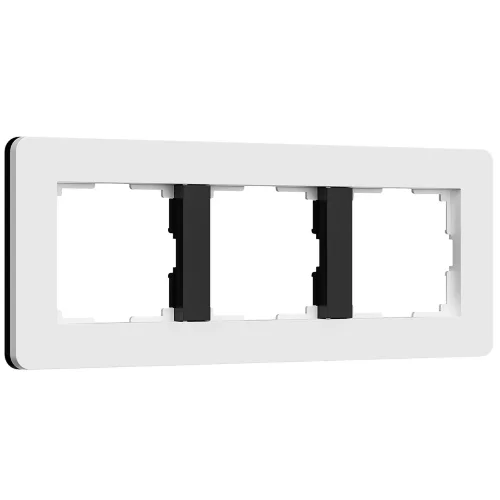 Рамка из поликарбоната на 3 поста Split белый/черный, soft-touch W0033068 - фото