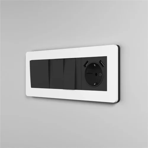 Рамка из поликарбоната на 3 поста Split белый/черный, soft-touch W0033068 - фото 5