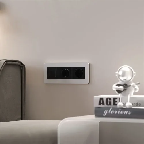 Рамка из поликарбоната на 3 поста Split белый/черный, soft-touch W0033068 - фото 2