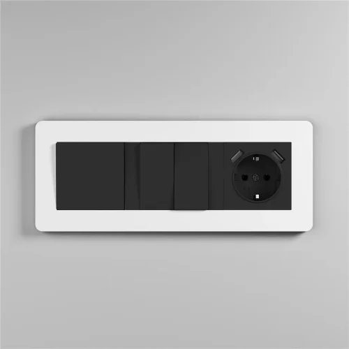 Рамка из поликарбоната на 3 поста Split белый/черный, soft-touch W0033068 - фото 6