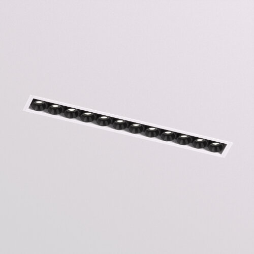 DK2532-WB Встраиваемый светильник SPACE со светодиодом под шпатлевку L240mm 220V 20W 38° 4000К IP20 белый/черный алюминий.