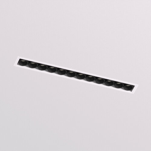 DK2532-WB Встраиваемый светильник SPACE со светодиодом под шпатлевку L240mm 220V 20W 38° 4000К IP20 белый/черный алюминий. Фото 2