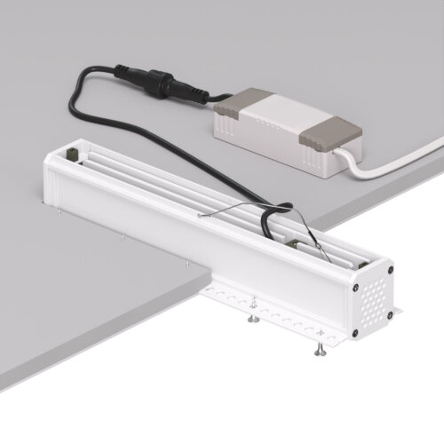 DK2532-WB Встраиваемый светильник SPACE со светодиодом под шпатлевку L240mm 220V 20W 38° 4000К IP20 белый/черный алюминий. Фото 5