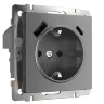 Розетка с заземлением, шторками и USB тип A+C (графит матовый) W1171764 - фото 2